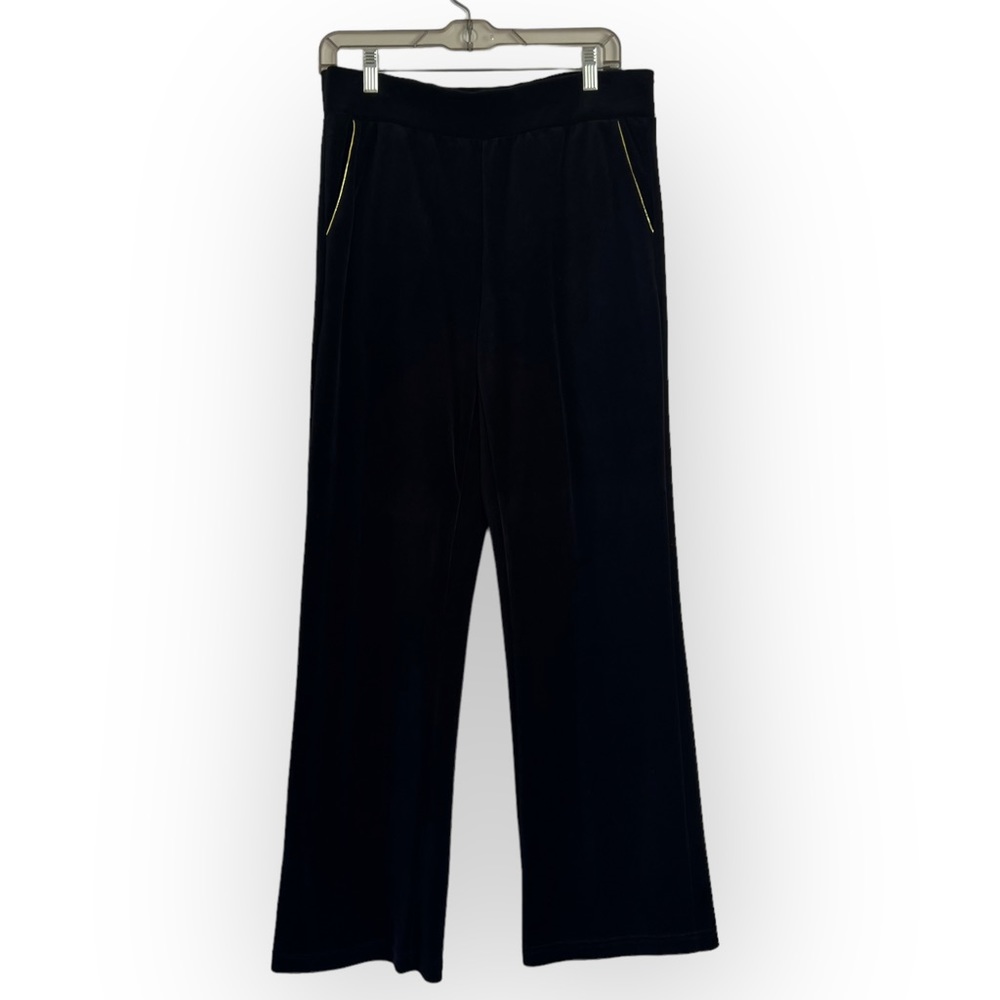 Lauren Ralph Lauren | Black Velour Pants Women with Gold trim Size Large